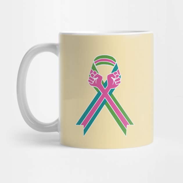 Metastatic Breast Cancer Fists Ribbon by Trent Tides